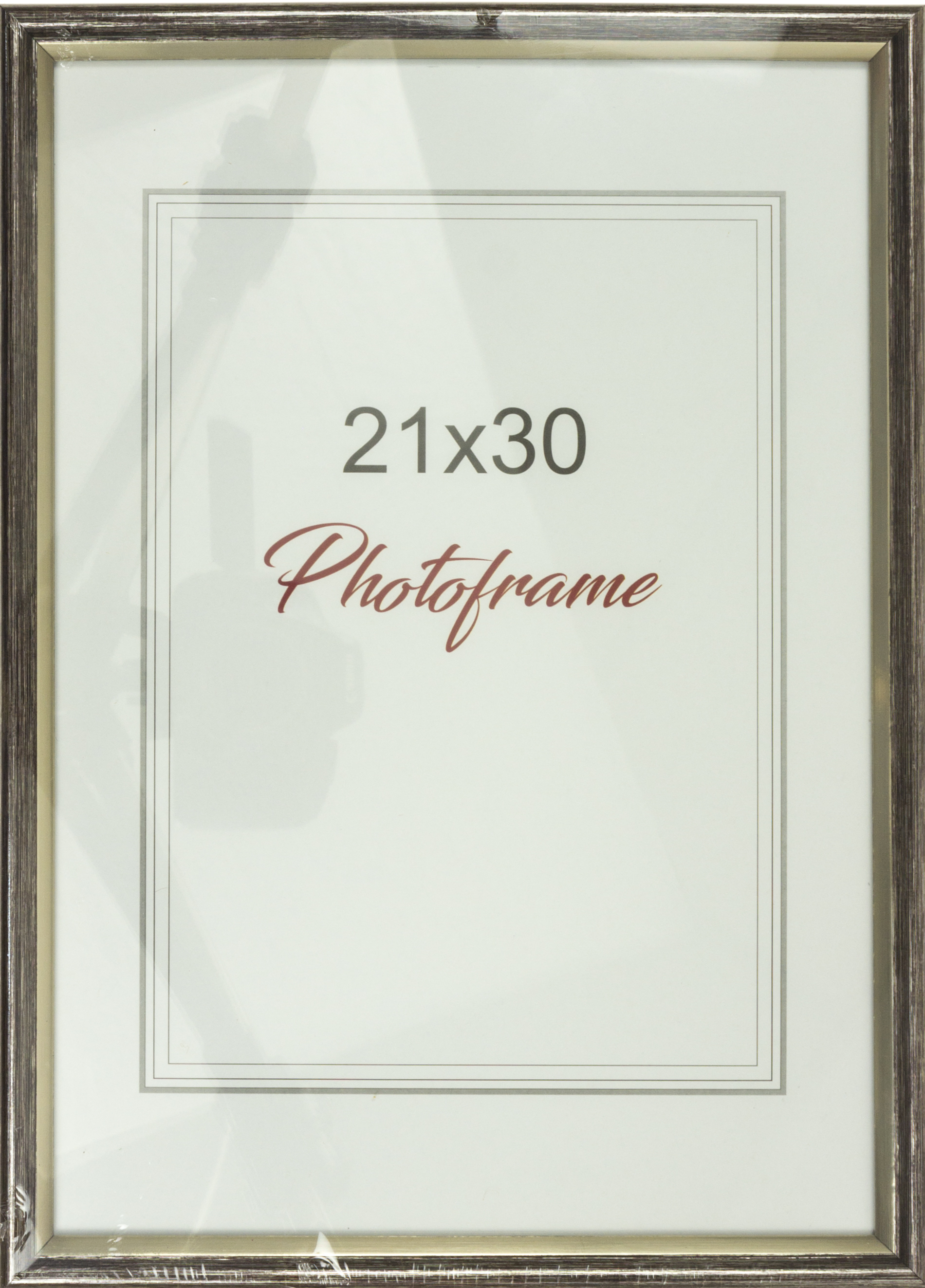 Фоторамка 21×30 темно срібна, срібна кайма