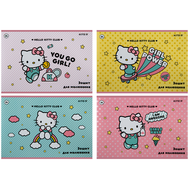 Зошит для малювання на скобі 24/100 А4 «Hello Kitty» софт тач+УФ лак