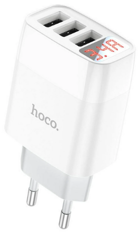 Зарядний пристрій дисплей 3USB 3.4A white