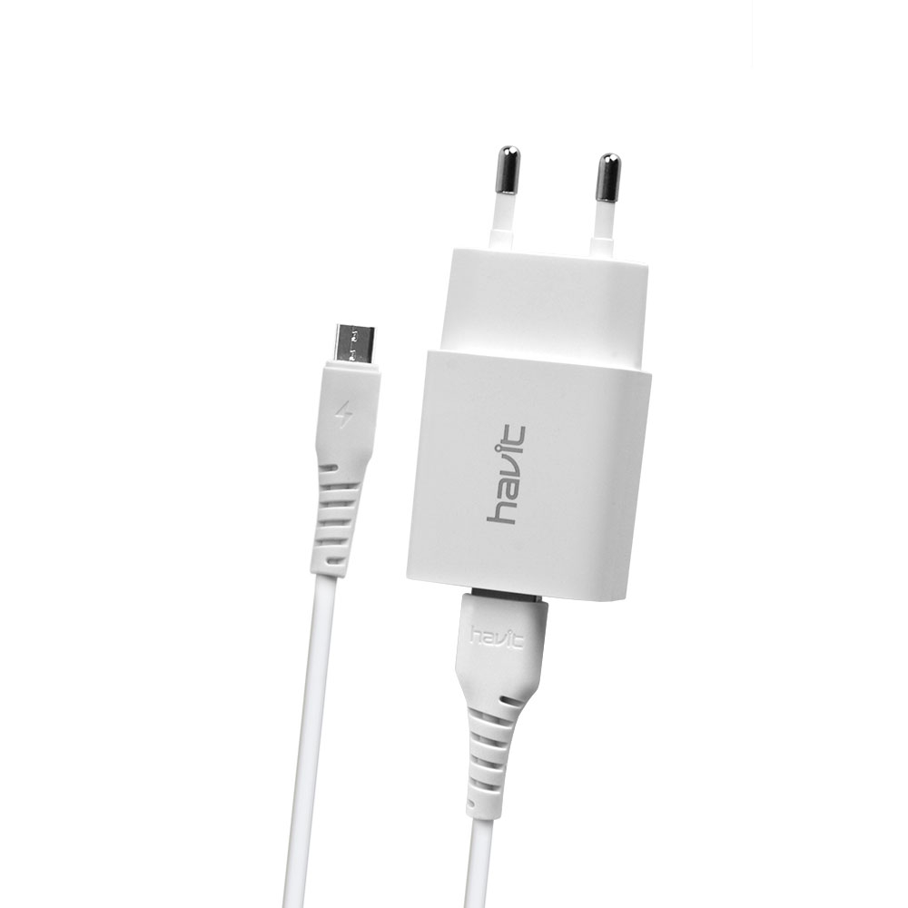 Зарядний пристрій 2USB microUSB 2.1A 1м cable white