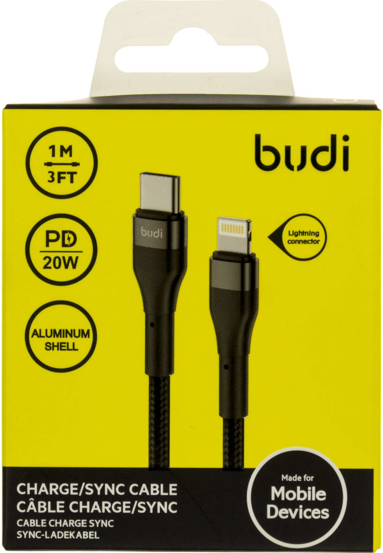 Кабель Type-C > lightning Budi black