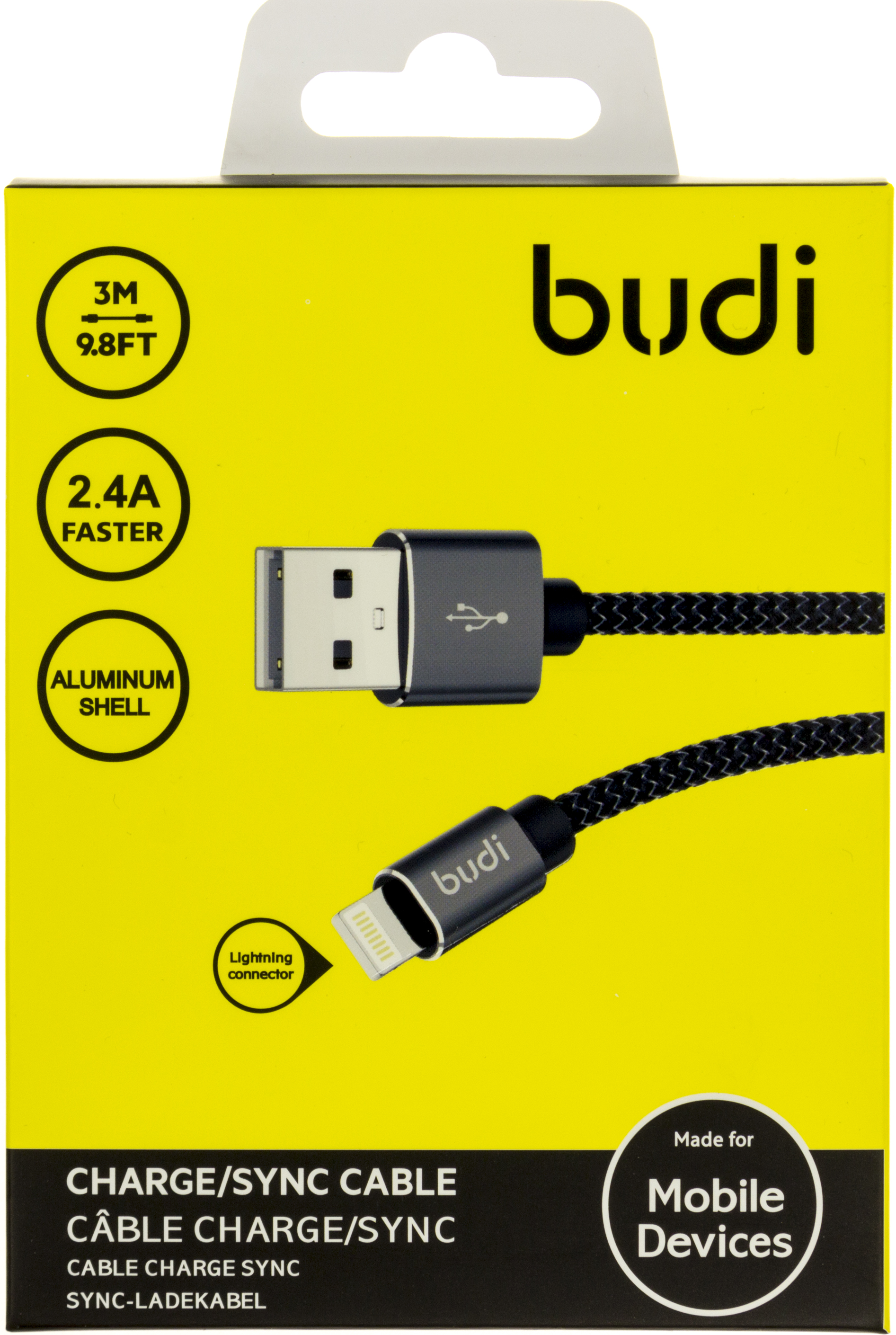 Кабель USB > Lighting Budi 2.4A 3м