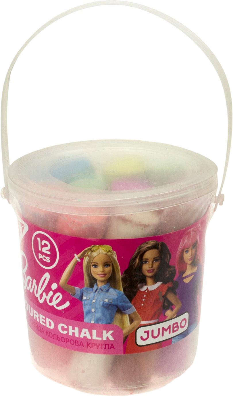 Крейда кольорова 12 шт Jumbo Barbie у відрі