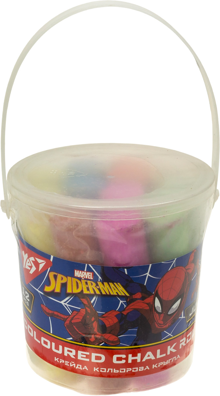 Крейда кольорова 12 шт Jumbo Marvel.Spiderman у відрі