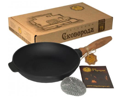 Сковорідка чавунна лита з дерев. ручкою 24×4см з кришкою