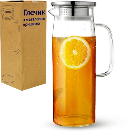 Глечик скло 1,2 л з металевою кришкою