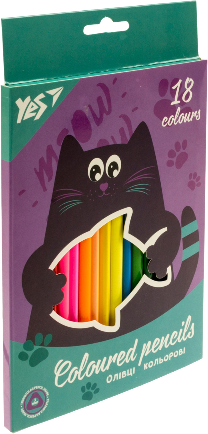 Олівці кольорові 18 кольорів Kittycon