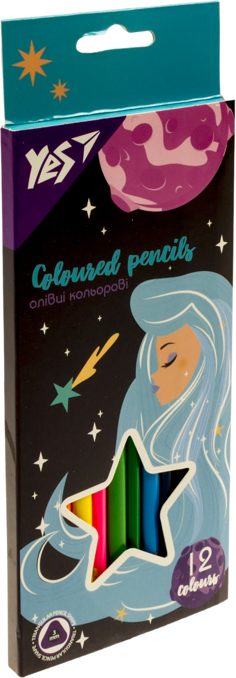 Олівці кольорові 12 кольорів Space Girl
