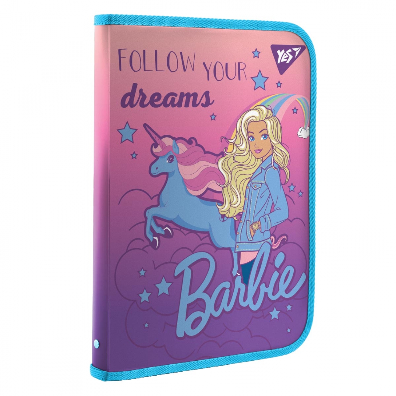 Папка для праці А4 FC «Barbie» на блискавці пластикова, з внутр. кишенею
