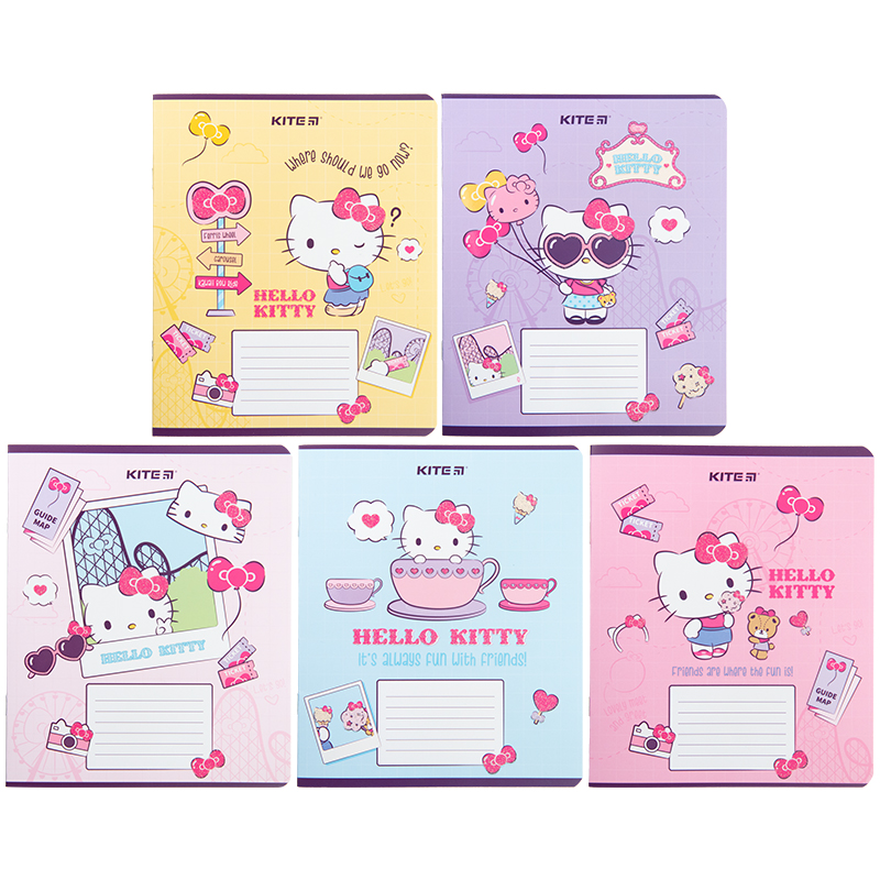 Зошит 18 аркушів клітинка УФ лак+ глітер Hello Kitty