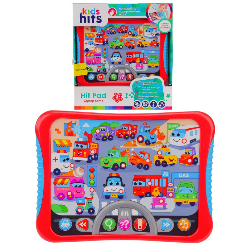 Планшет «Kids Hits» Супер авто, звуки авто., правила дорожнього руху, гра КІ