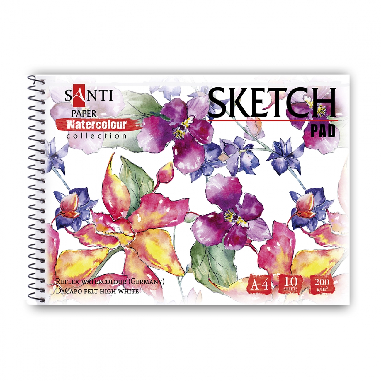 Альбом для аквар. на пружині 10/200 А4 «Paper Watercolour Collection Flowers»