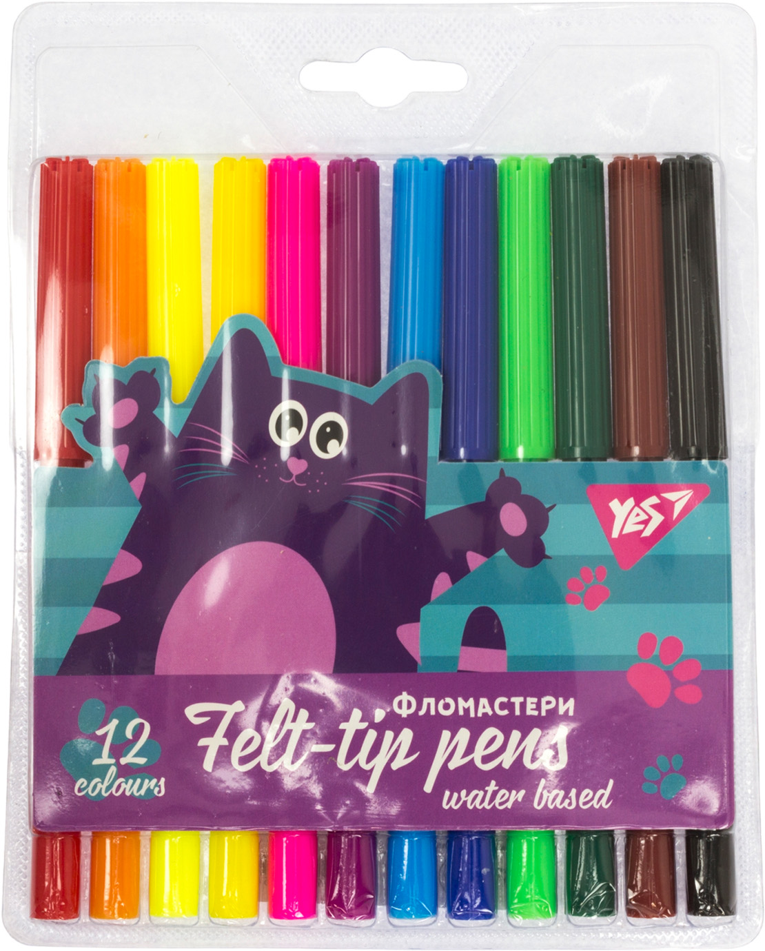 Фломастери 12 кольорів «Kittycon»