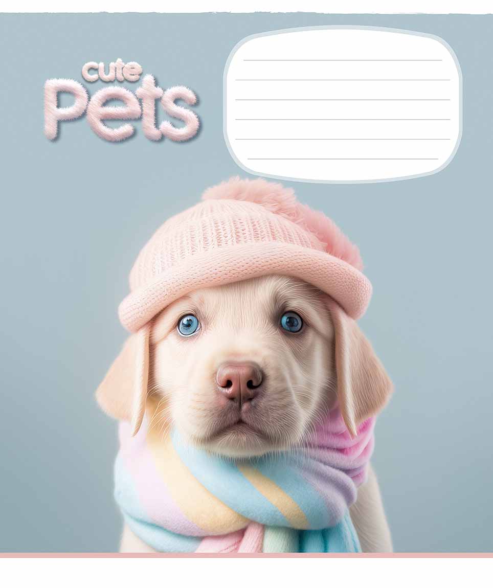 Зошит 12 аркушів коса лінія «Cute pets» ВД-лак