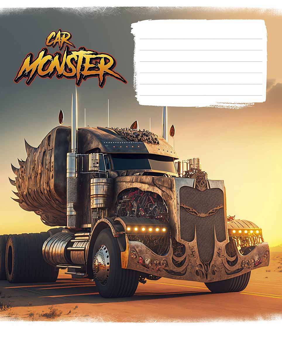 Зошит 12 аркушів клітинка «Monster cars» ВД-лак