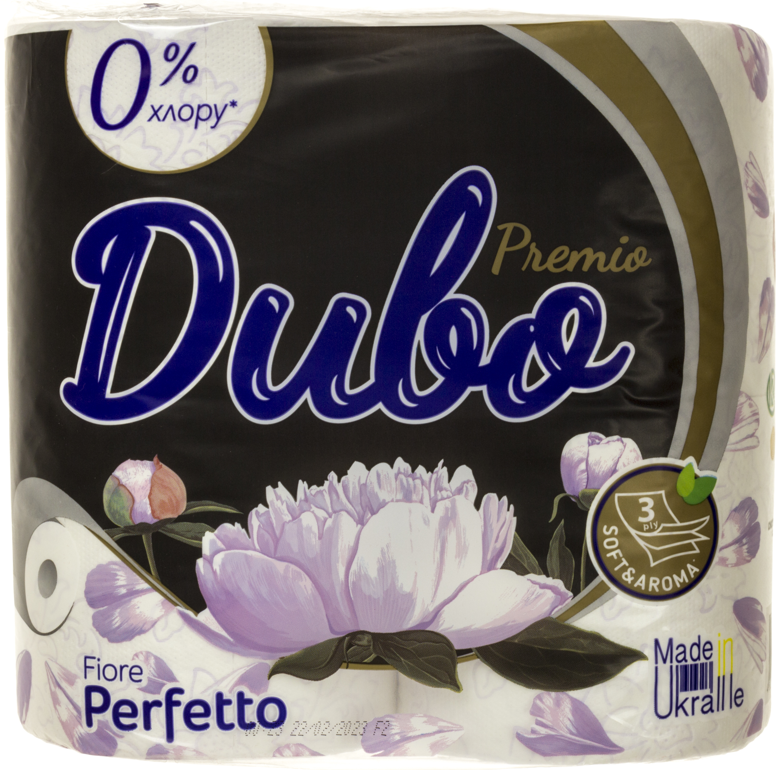 Туалетний папір «Диво Premio Fiore Perfetto» 3шар. (4шт) фіолетовий