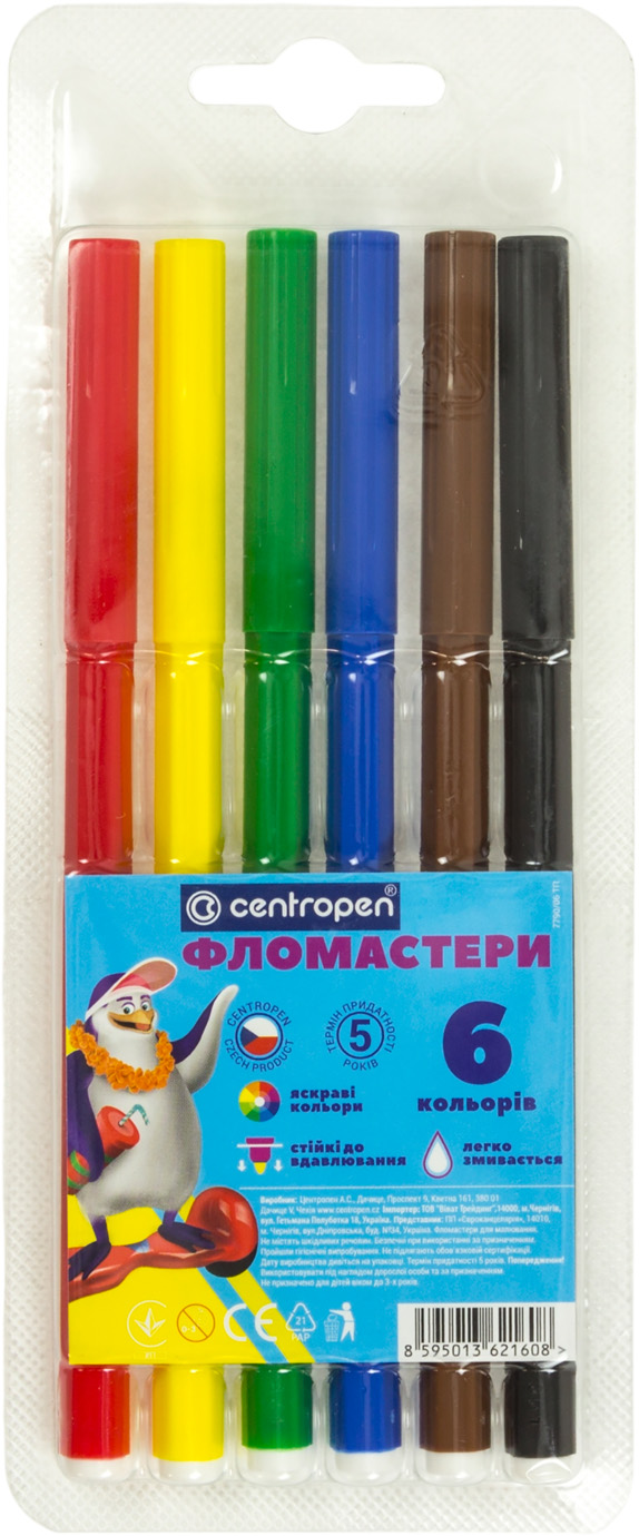Фломастери 6 кольорів