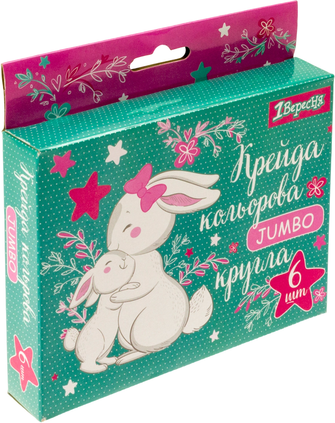 Крейда кольорова 1 Вересня 6 шт Jumbo Bunny 400429