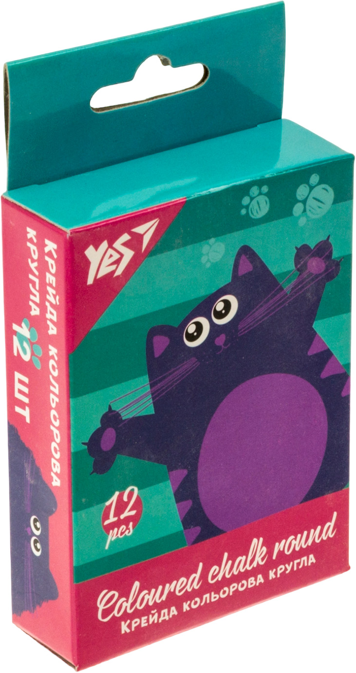 Крейда кольорова 12 шт кругла Kittycon