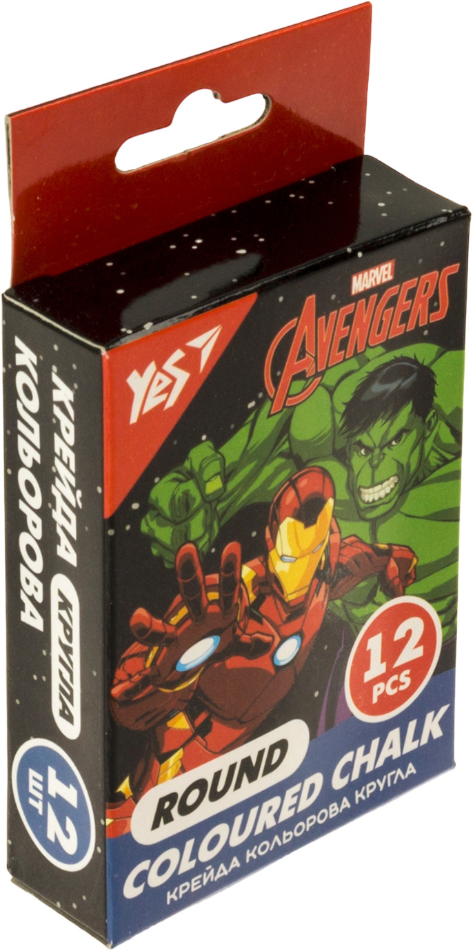 Крейда кольорова 12 шт кругла Marvel.Avengers