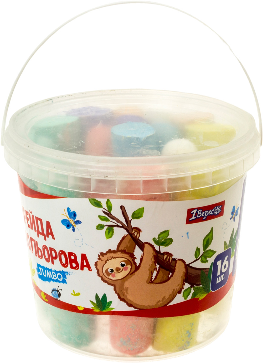 Крейда кольорова «1В» 16 шт Jumbo Zoo Land у відрі
