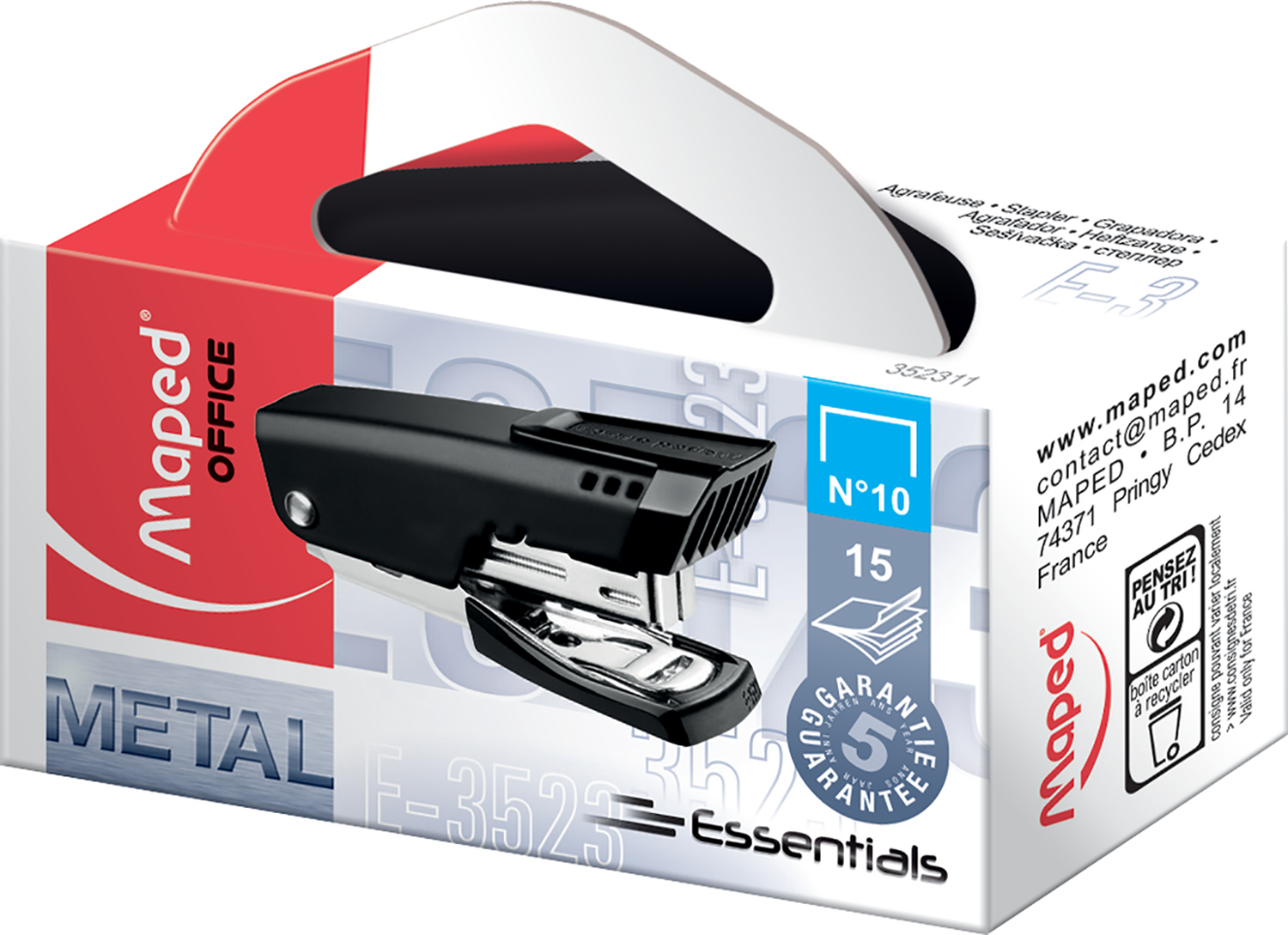 Степлер №10 15арк Essentials Metal Mini металевий, чорний