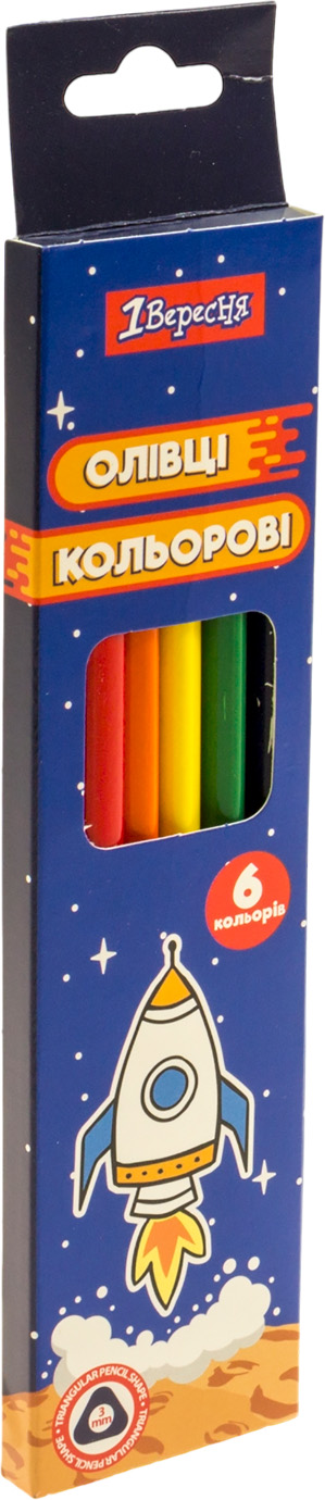 Олівці кольорові 6 кольорів «1В» Space