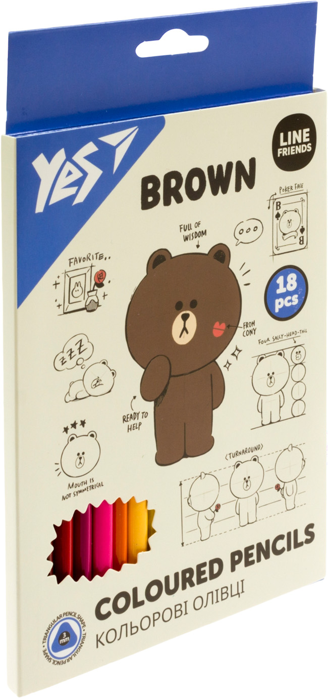 Олівці кольорові 18 кольорів Line Friends