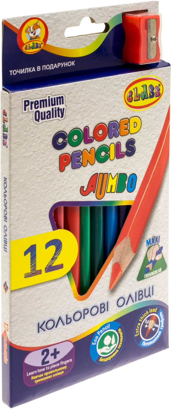 Олівці кольорові 12 кольорів Jumbo трикут.+ точилка