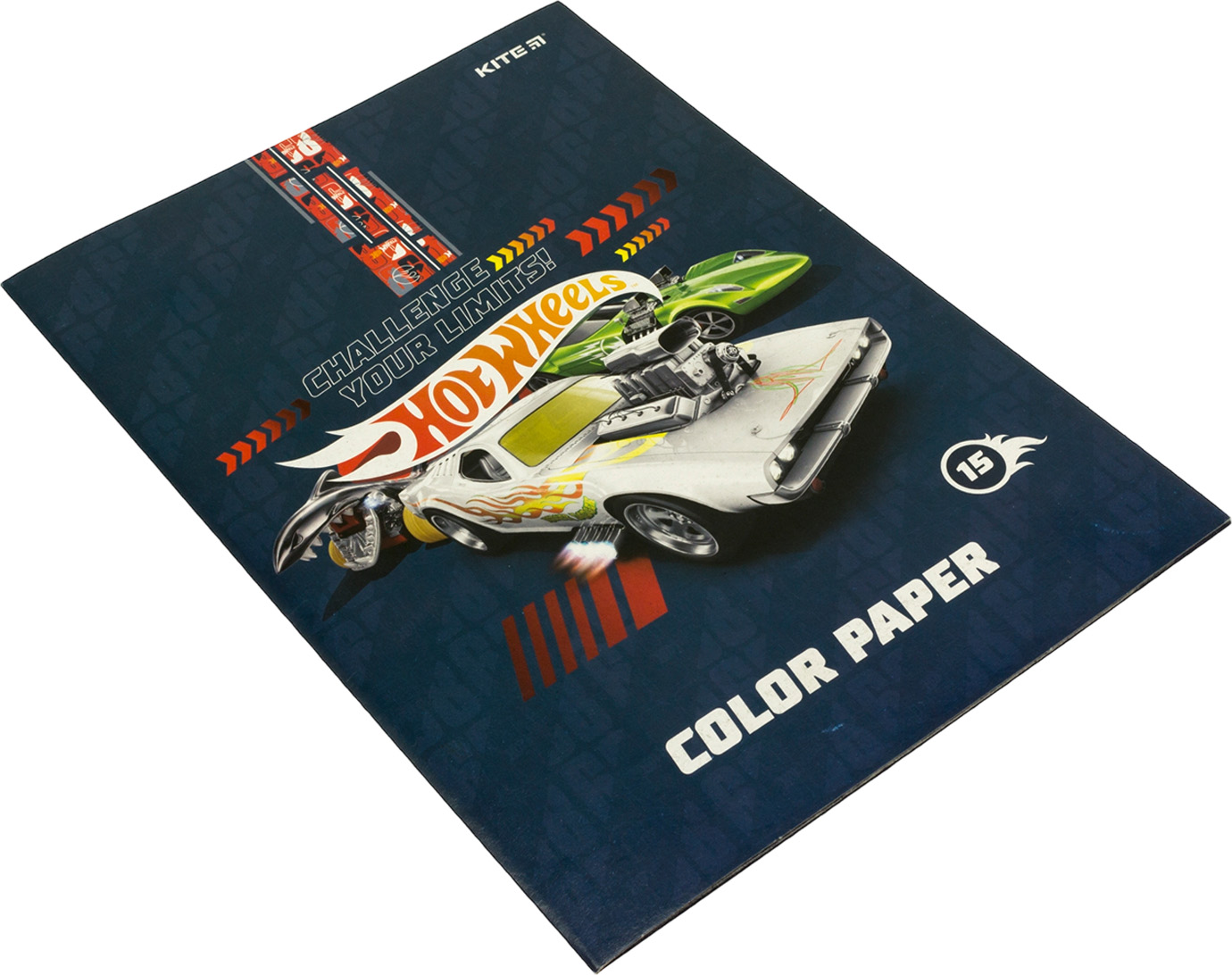 Папір кольоровий А4 двосторонній 15арк./ 15 кольорів Hot Wheels