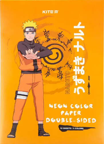 Папір кольоровий А4 10арк./5 кольорів Naruto неон.