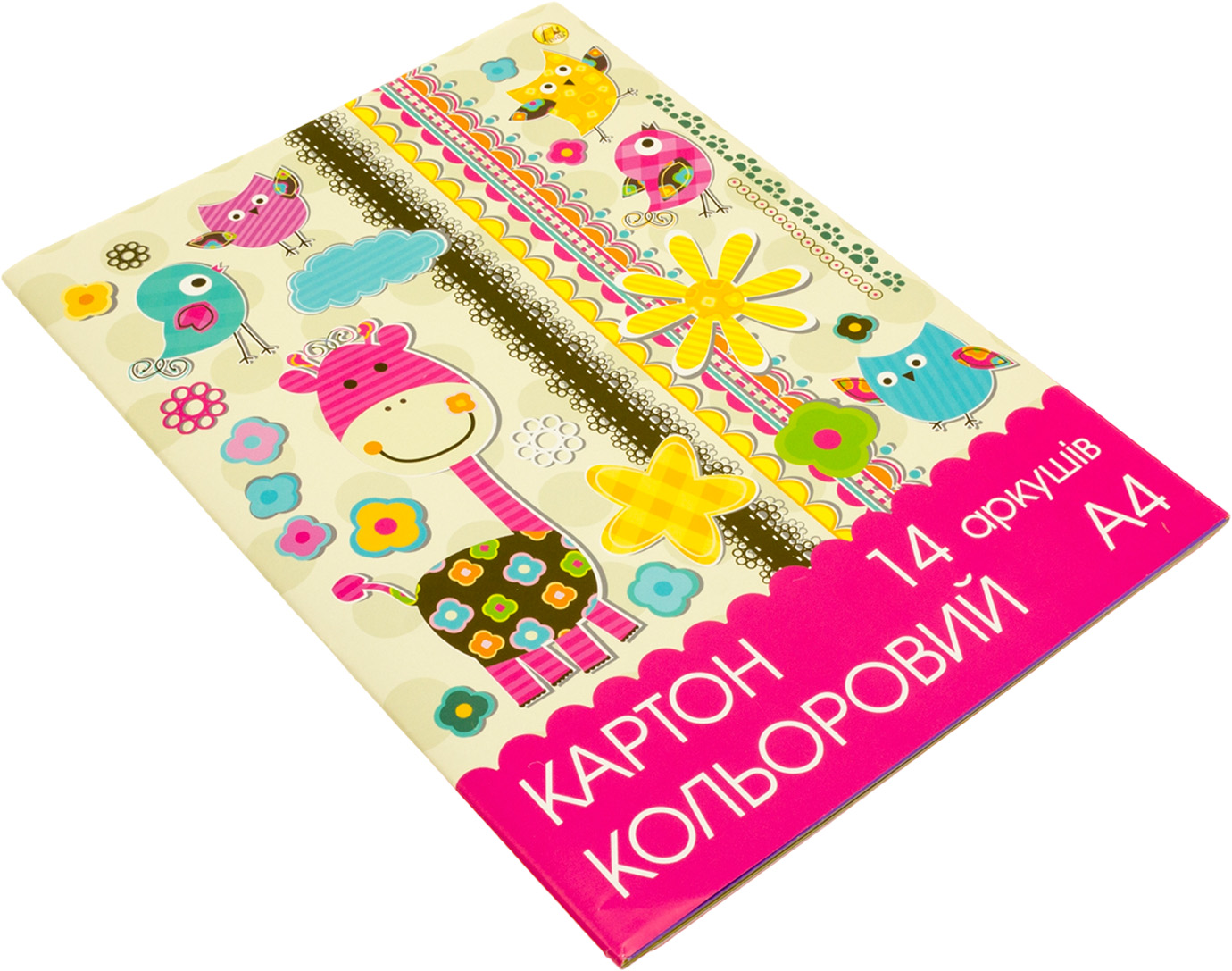 Картон кольоровий А4 14 аркушів (7кольор.) поліетилен