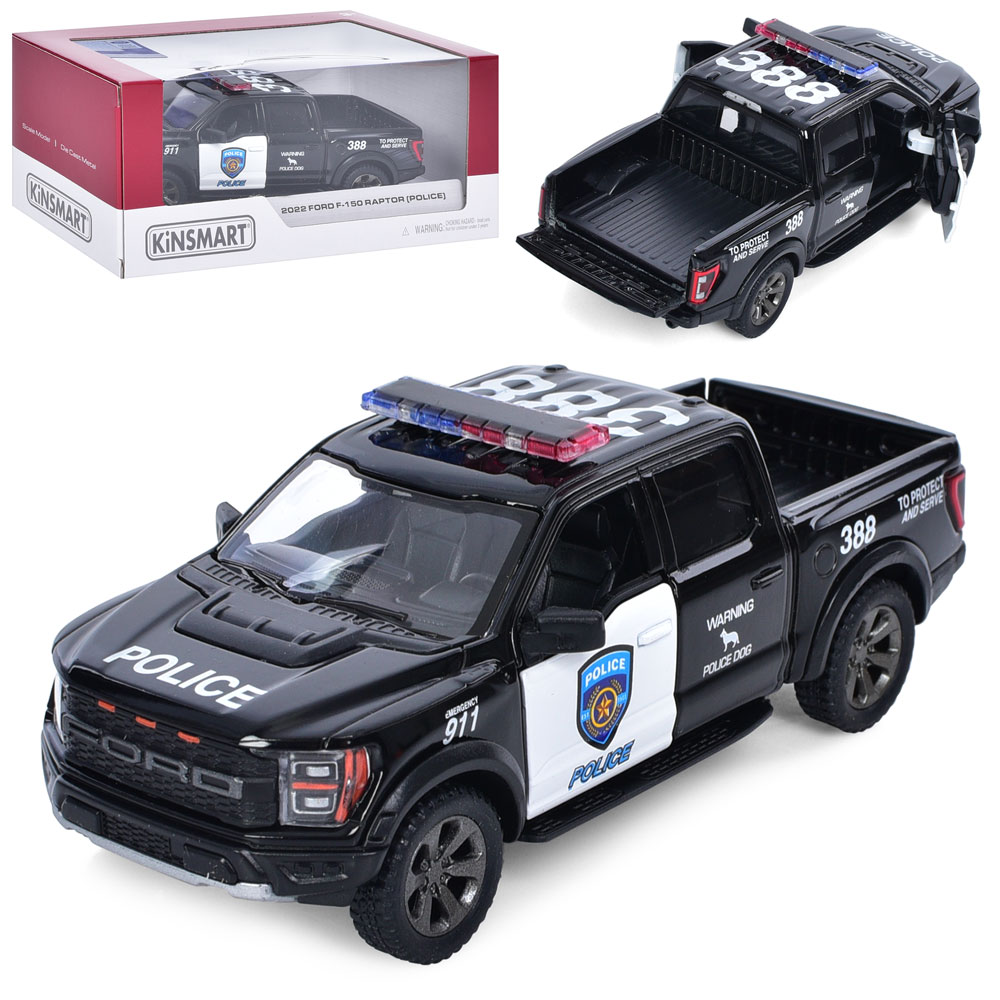 Машина металева Ford F-150 Raptor Поліція 2022,в коробці, 16×7,5×8см