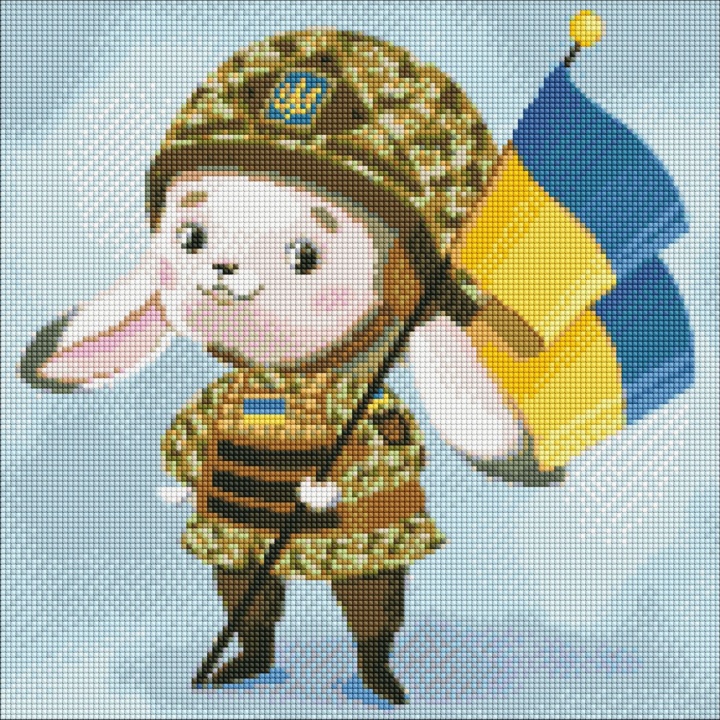 Набір з алмазною мозаїкою «Зайчик-захисник» 40×40см