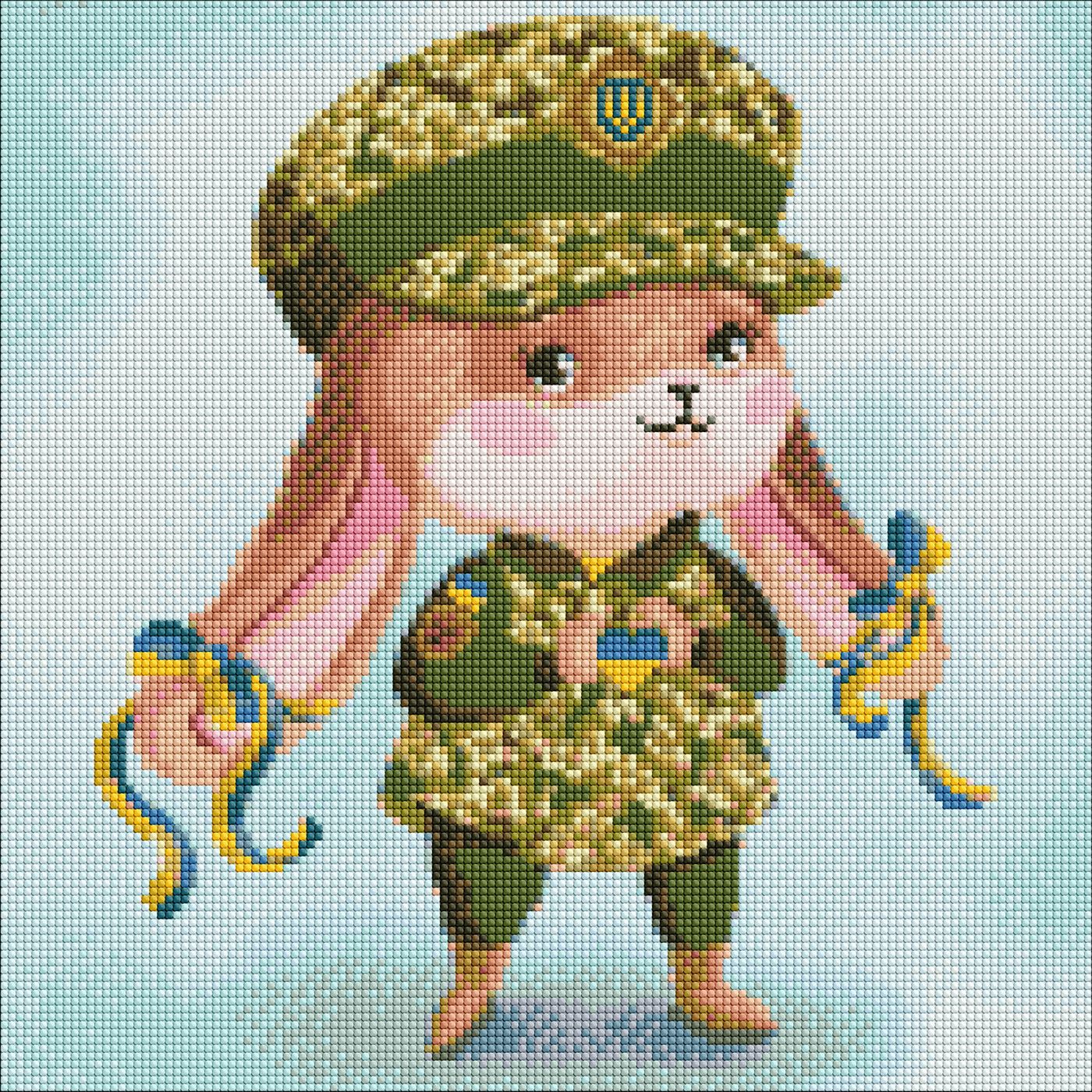 Набір з алмазною мозаїкою «Зайка-захисниця» 40×40см