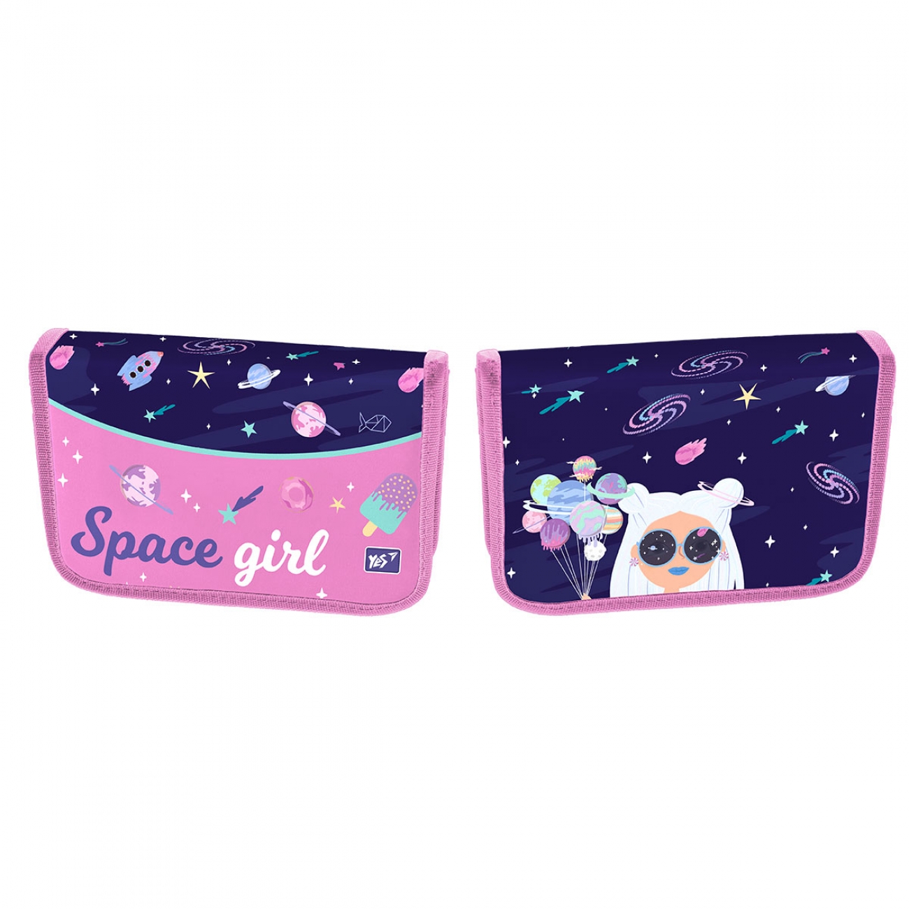 Пенал Space Girl тв., одинарний, 1 клапан, без наповнення