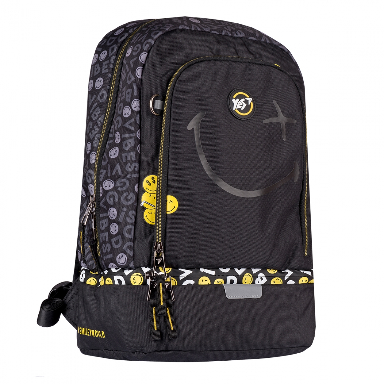 Рюкзак TS-79 Smiley World.Black&Yellow 2 відділення, 1 кишеня чорний