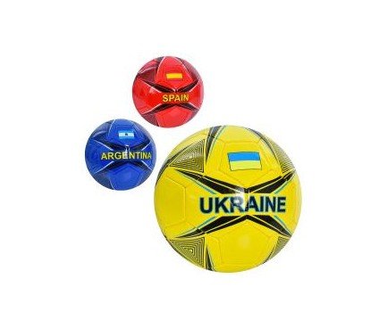 М'яч футбольний 340-360гр, розмір 5,ПВХ, в кульку, 3 види
