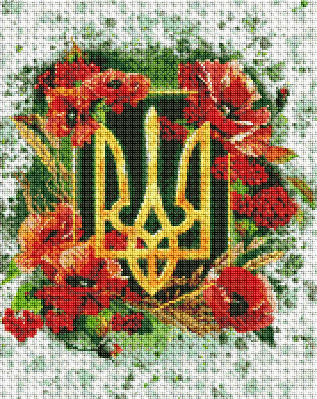 Набір з алмазною мозаїкою «Квітучий тризуб» 40×50см