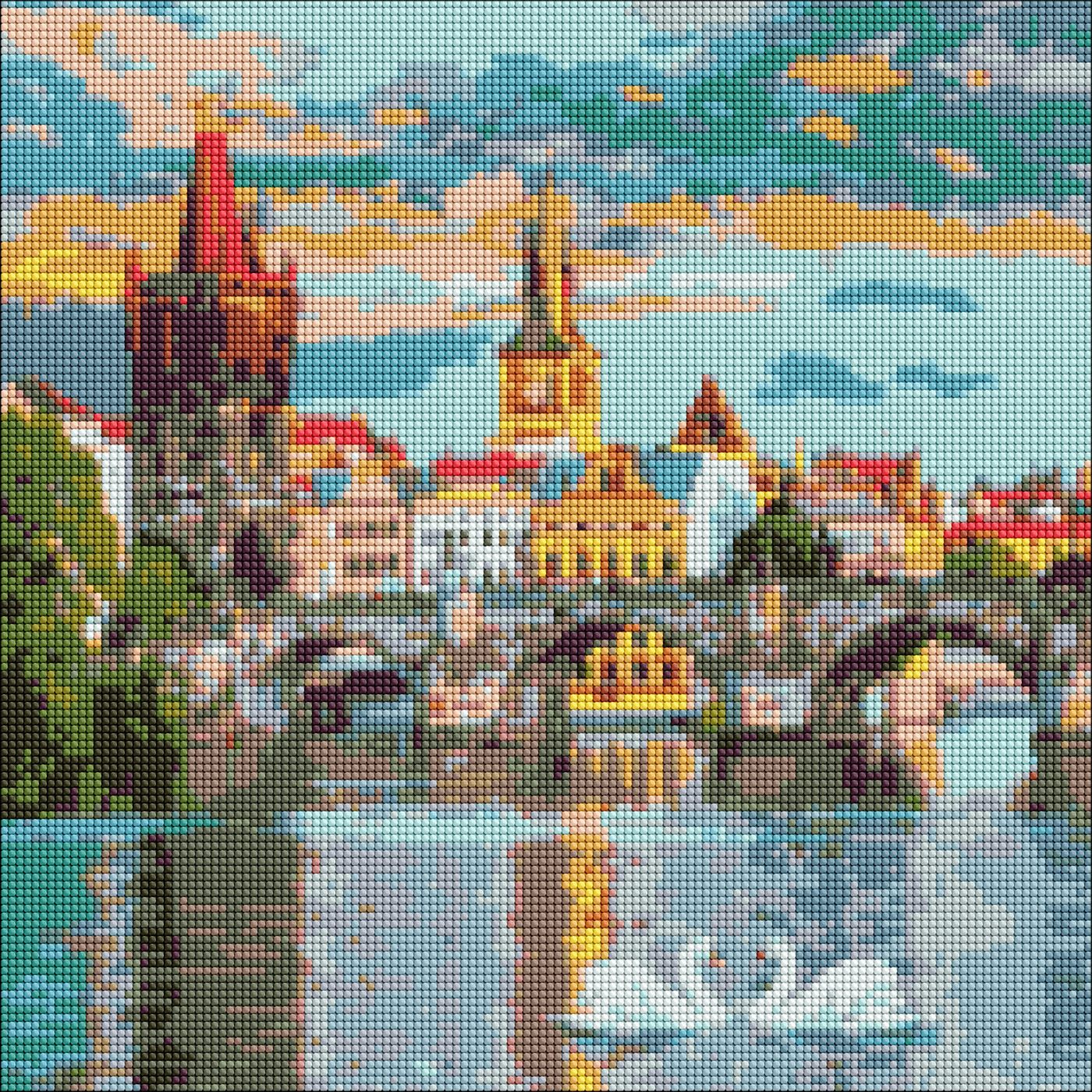 Набір з алмазною мозаїкою «Вечірня Прага» 40×40см