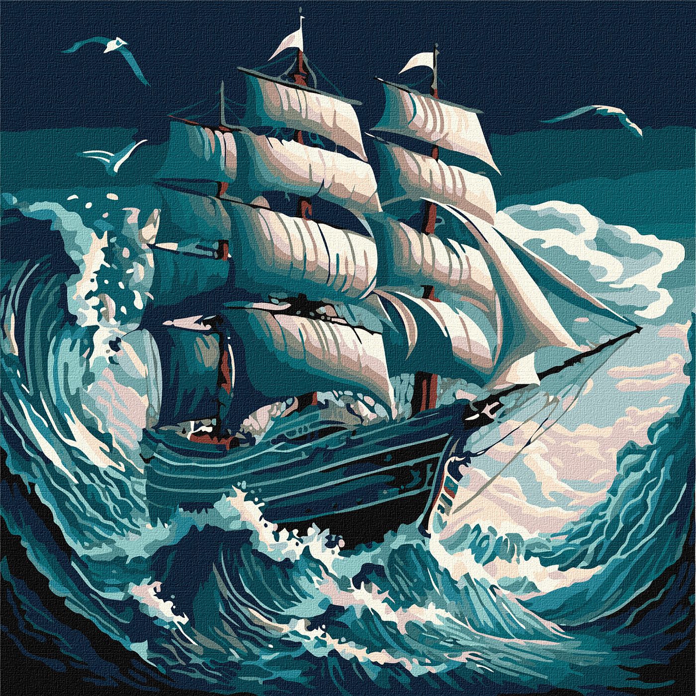 Картини по номерах акрилові «Шторм на морі» 40×40см