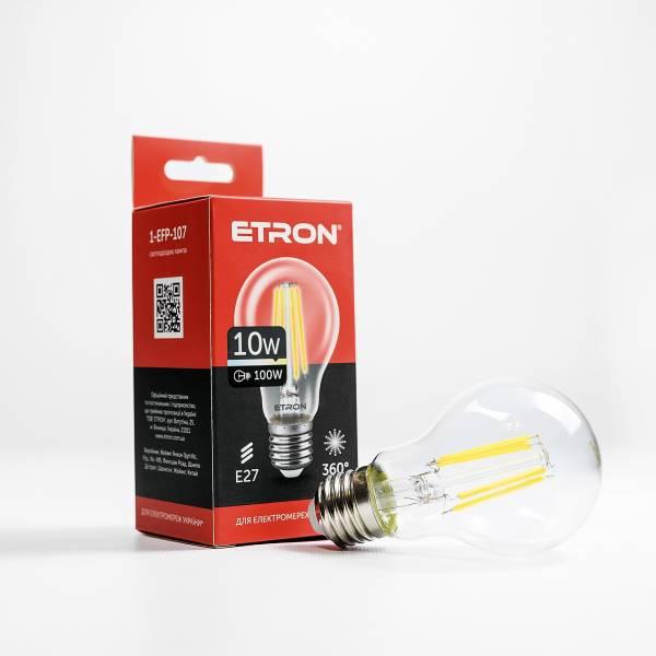 Лампа «Etron Filament Power» прозоре скло LED 1-EFP-107 A60 10Вт 3000K Е27