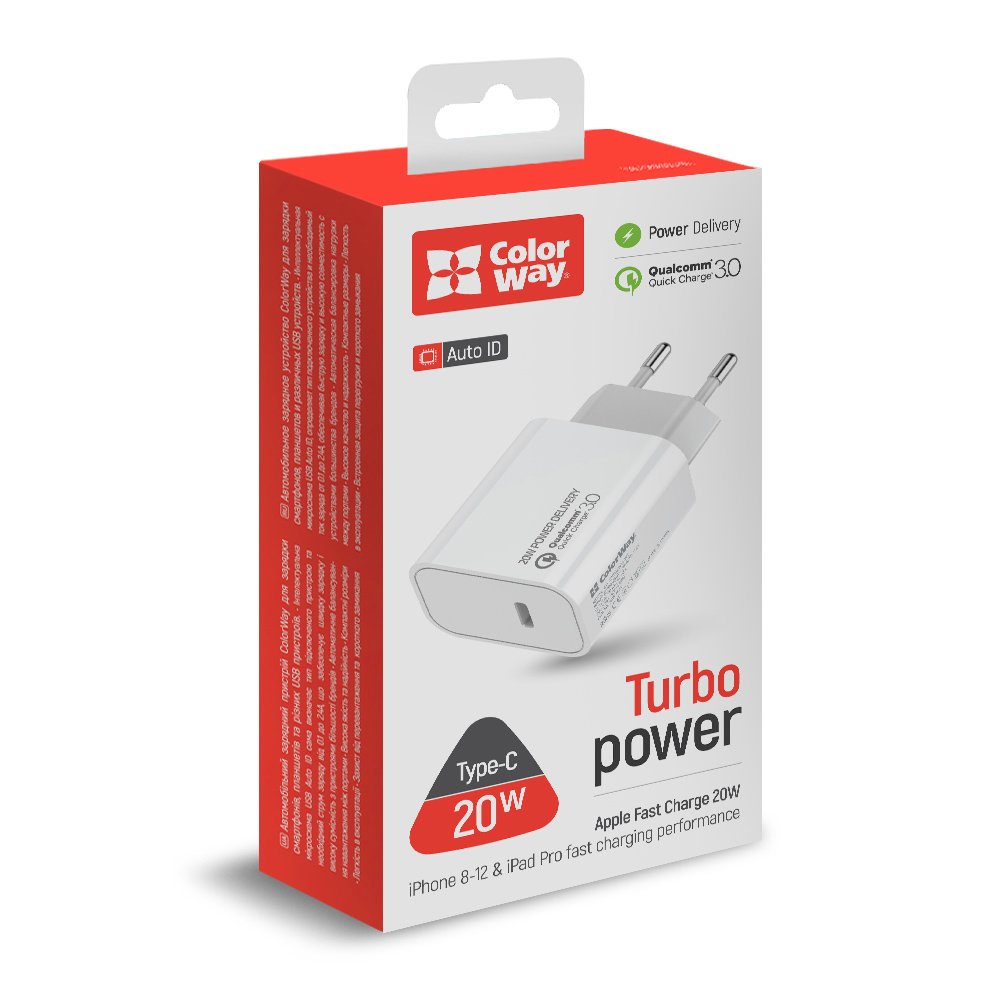 Зарядний пристрій Power Delivery Port Type-C 20W швидк. зар. white