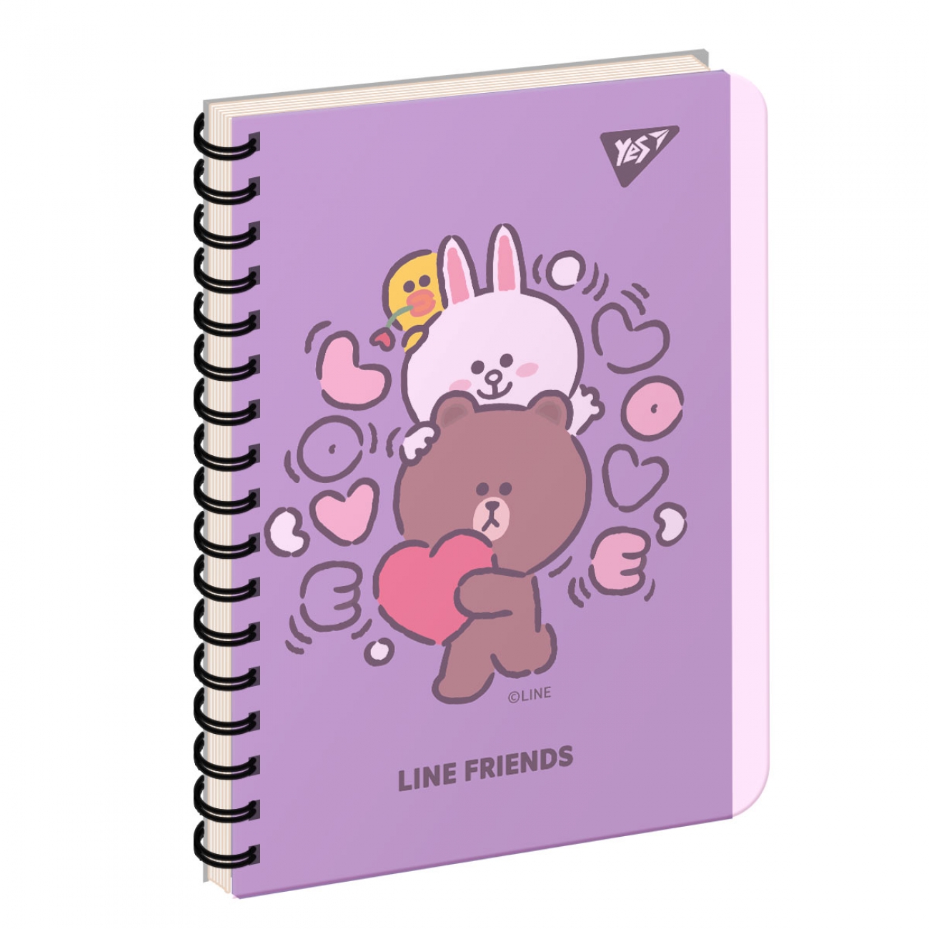 Блокнот пруж. В6 144 аркуші клітинка пластиковий обкладинка «Line friends»