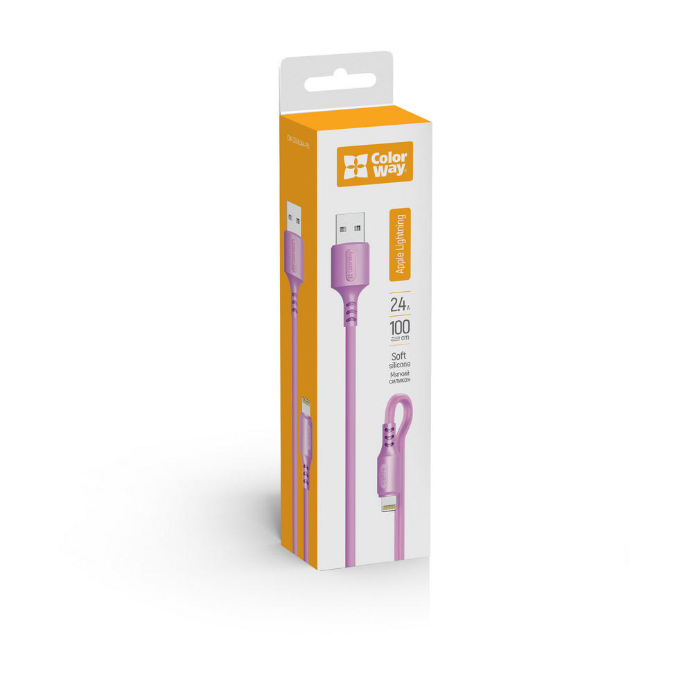Кабель USB > lihgtning 2.4A 1м violet