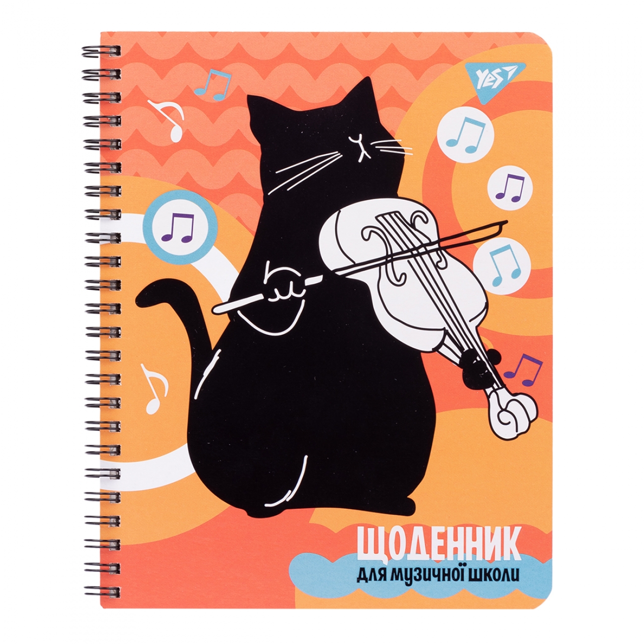 Щоденник А5 48 аркушів для муз. школи Уф-виб. пружина «Black cat»