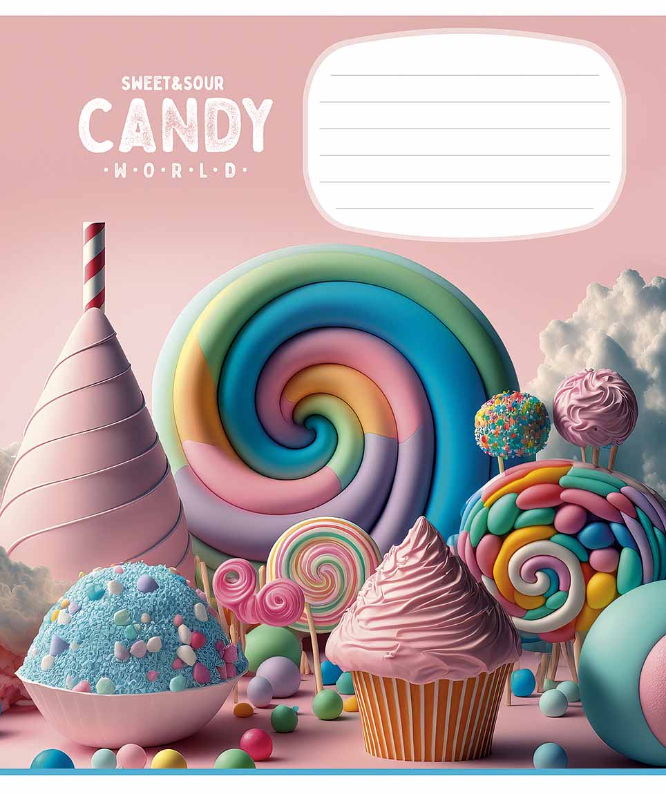 Зошит 12 аркушів клітинка «Candy world» ВД-лак
