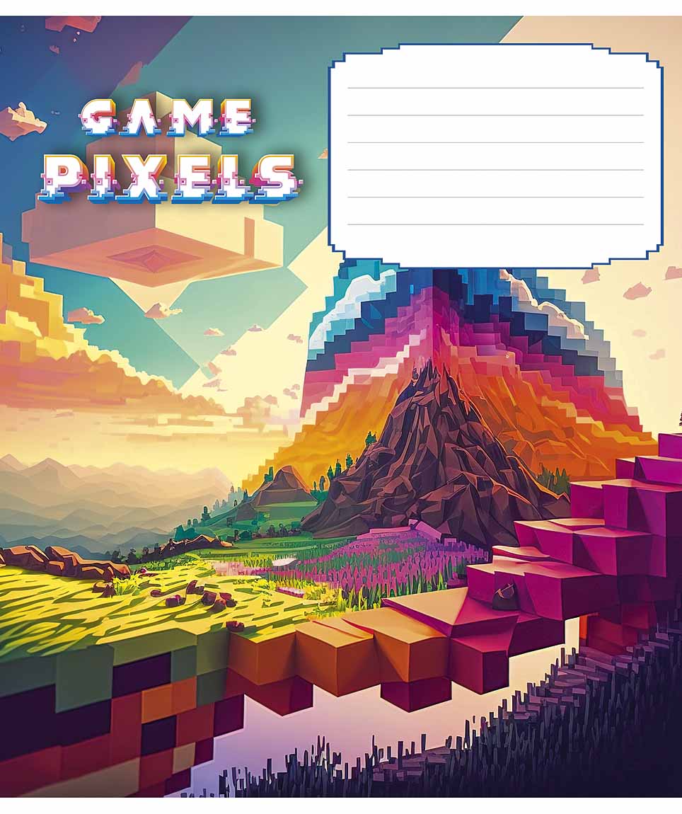 Зошит 18 аркушів клітинка «Pixel game» (хлопч.) ВД-лак