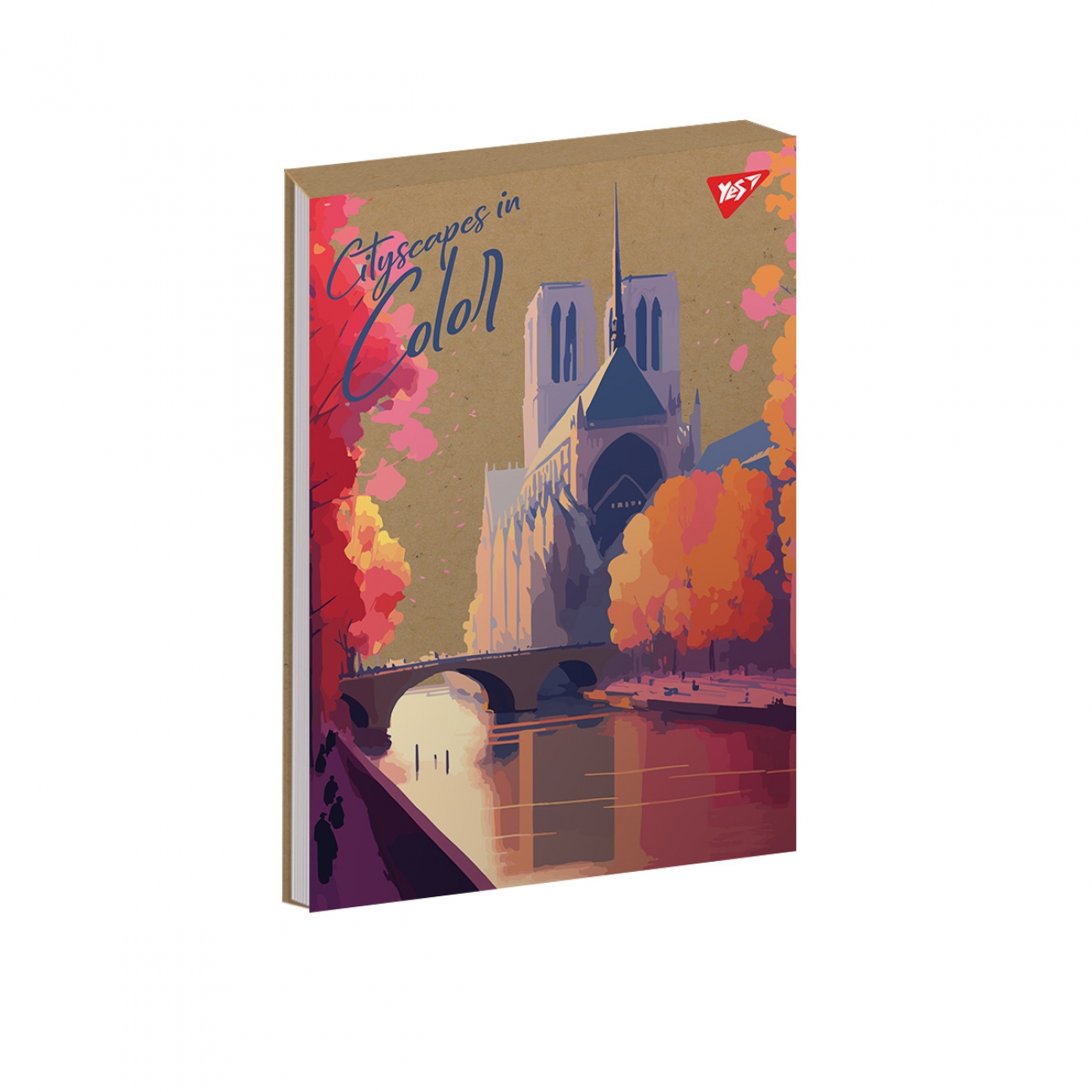 Блокнот В5 80 аркушів клітинка білила, крафт Cityscapes in color