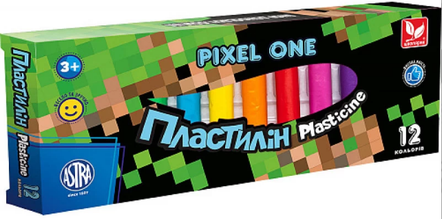 Пластилін «Pixel One» 12 кольорів восковий, круглий